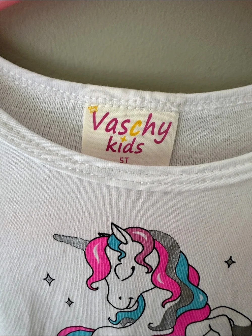 Vaschy Kids Unicorn Rainbow Tulle Dress Size 5T, White Multi